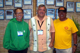 Orlando, Florida Surf Expo with directors and chairman, l. to r., Peter Pan, Bruce Gabrielson, Kali Montero